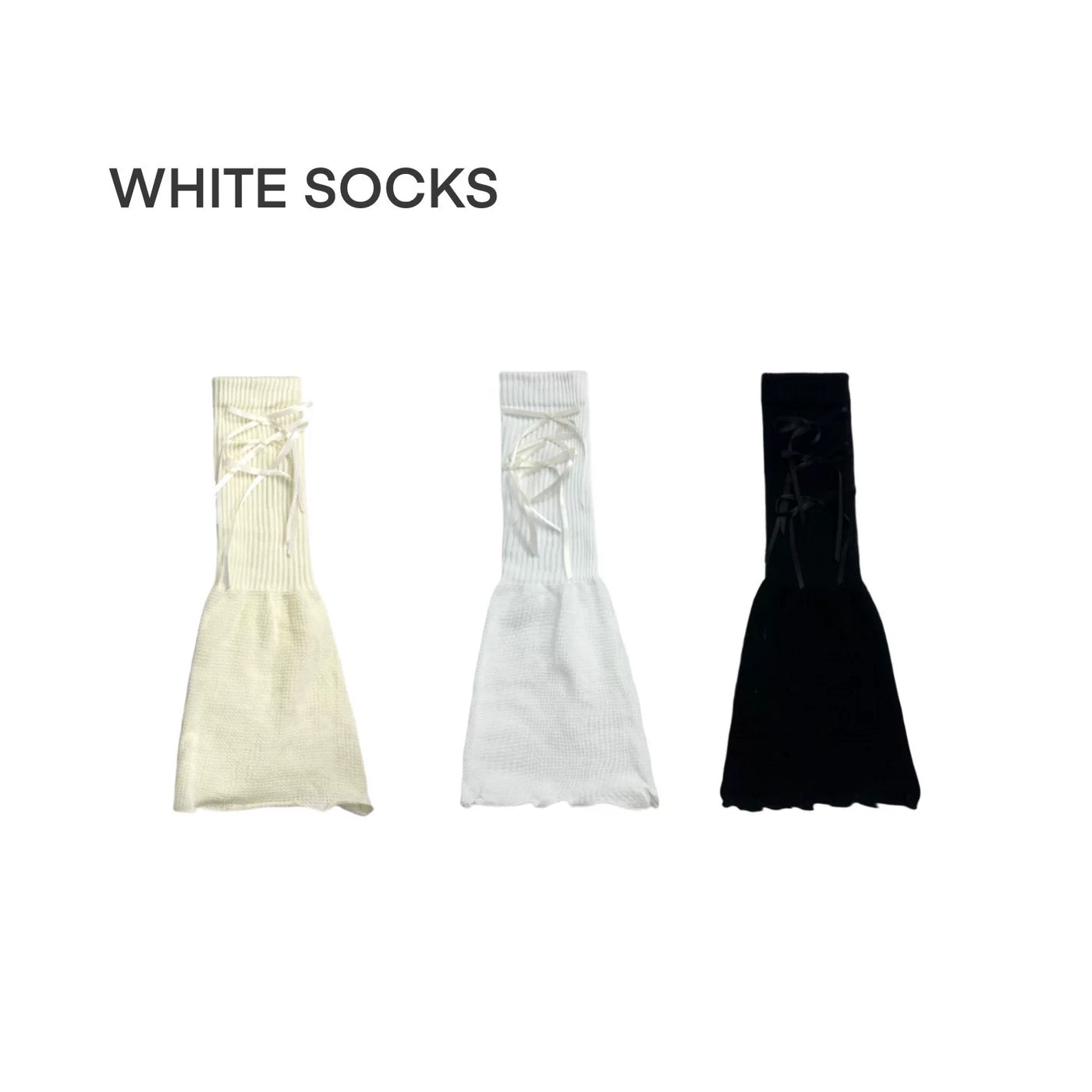 White Socks - Bow-Tie Ballet - Knit leg warmers with ribbon lacing