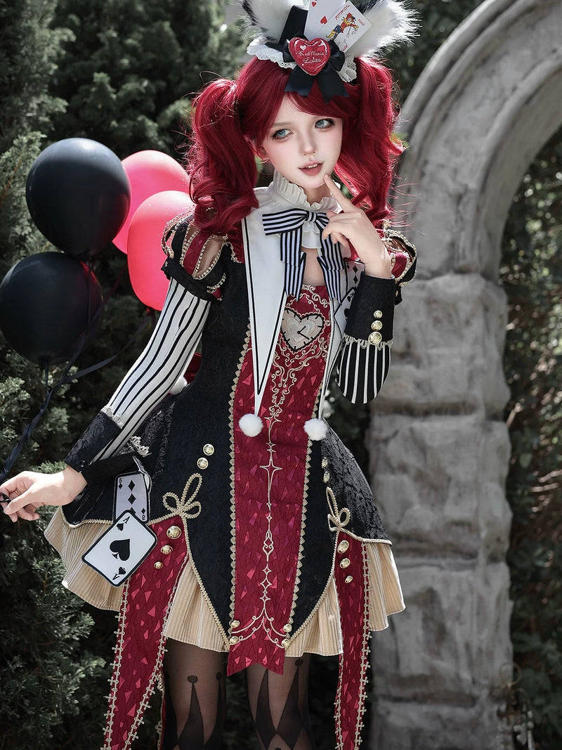 Letters from Unknown Star - Circus Fantasy Night - Gothic Lolita Jacquard Dress, Pointed Tail Hem