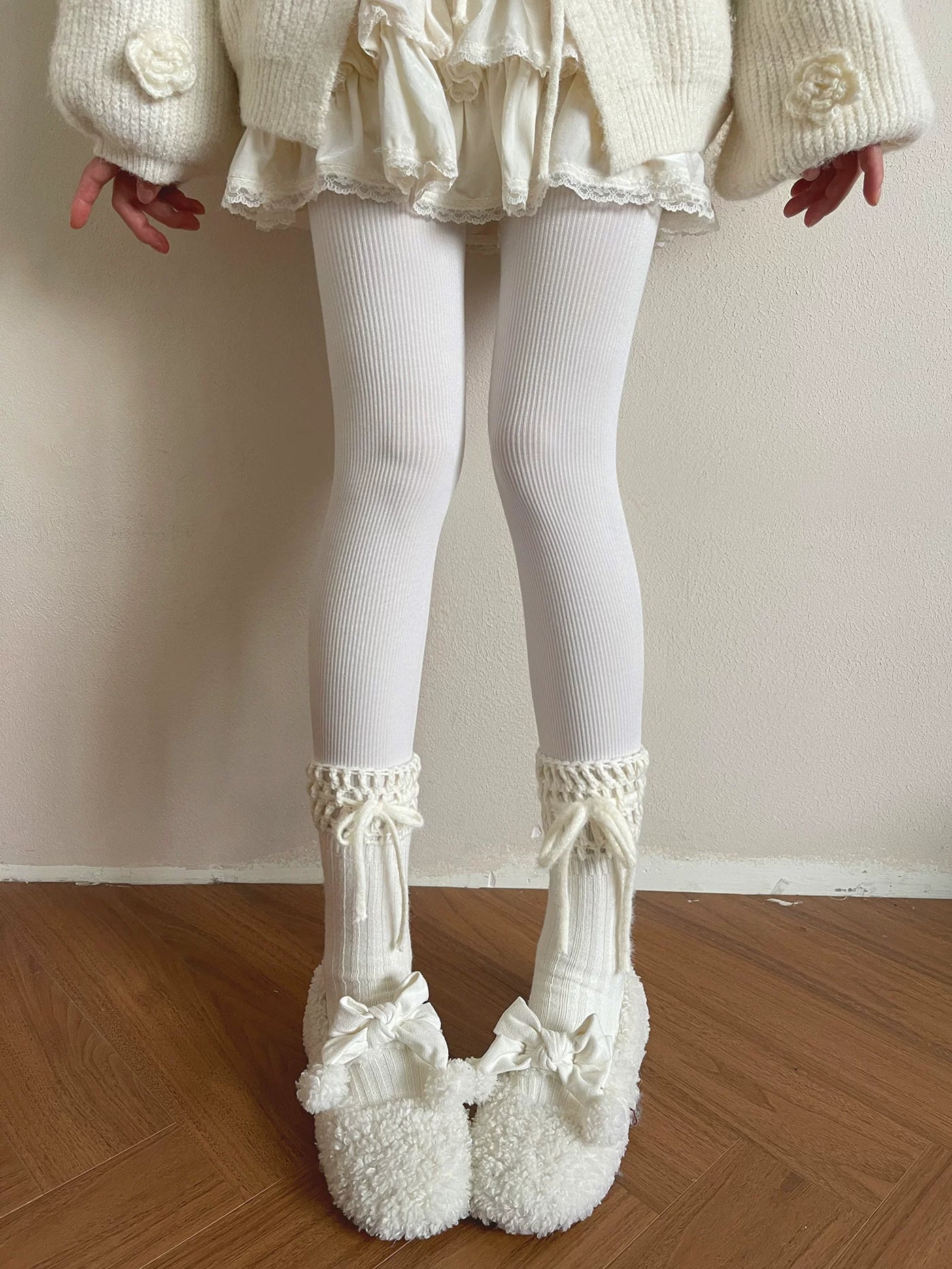 Sock Noble - Crochet Bow Cuff - Socks with a crochet cuff and tie bows