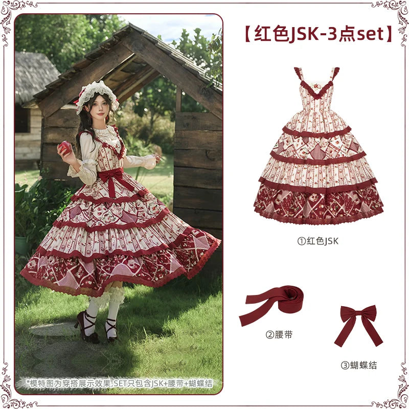 With PUJI - Letter and Poetry Sunflower Matters - Country Lolita JSK Embroidered Printed Lolita Dress detail view 13