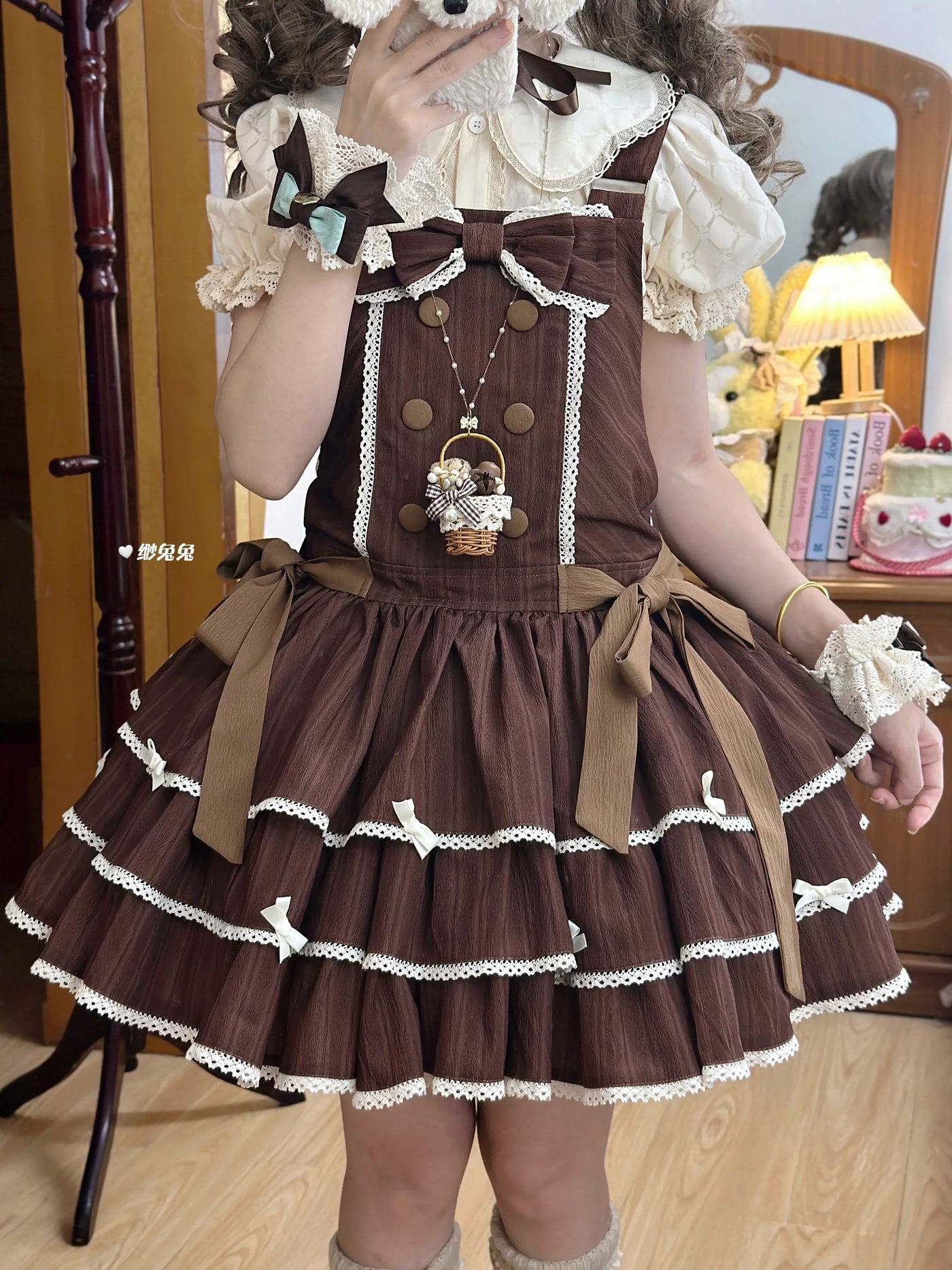 White Tea Story - Mian Mian Bing - Tiered cotton Lolita jumper skirt