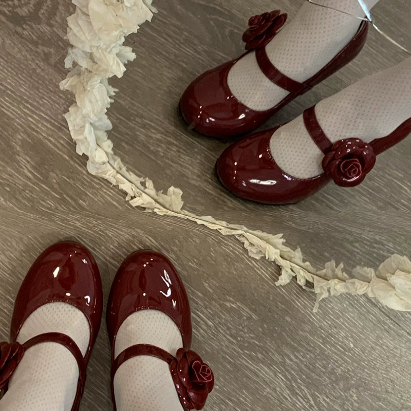 Bingo Lulu - Retro Sweet - Sweet Lolita Mary Jane high-heel shoes with a leather rose buckle - product detail 9