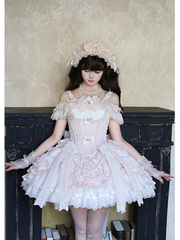 Creamy - Pink Ballet Princess - Pink JSK Dress Set with Large Train