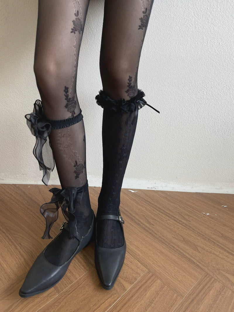 Sock Noble - Layering Lace - Tights, Fabric Socks, Crystal Socks & Leg Ring Options with Lace Details