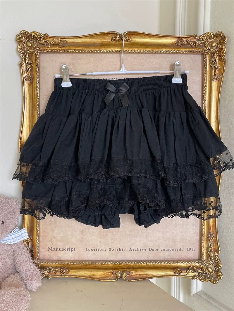 Sugar Girl - Sweet Lolita Cotton Bloomers - Lace Polka Dot Hem SK Skirt