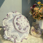 Purple & white lace princess parasol - curved handle - 36 cm radius