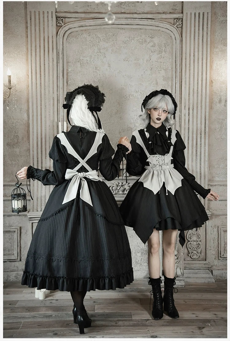 With PUJI - Night Talk - Gothic Lolita Skirt Dress Set, Batwing-shaped Accents