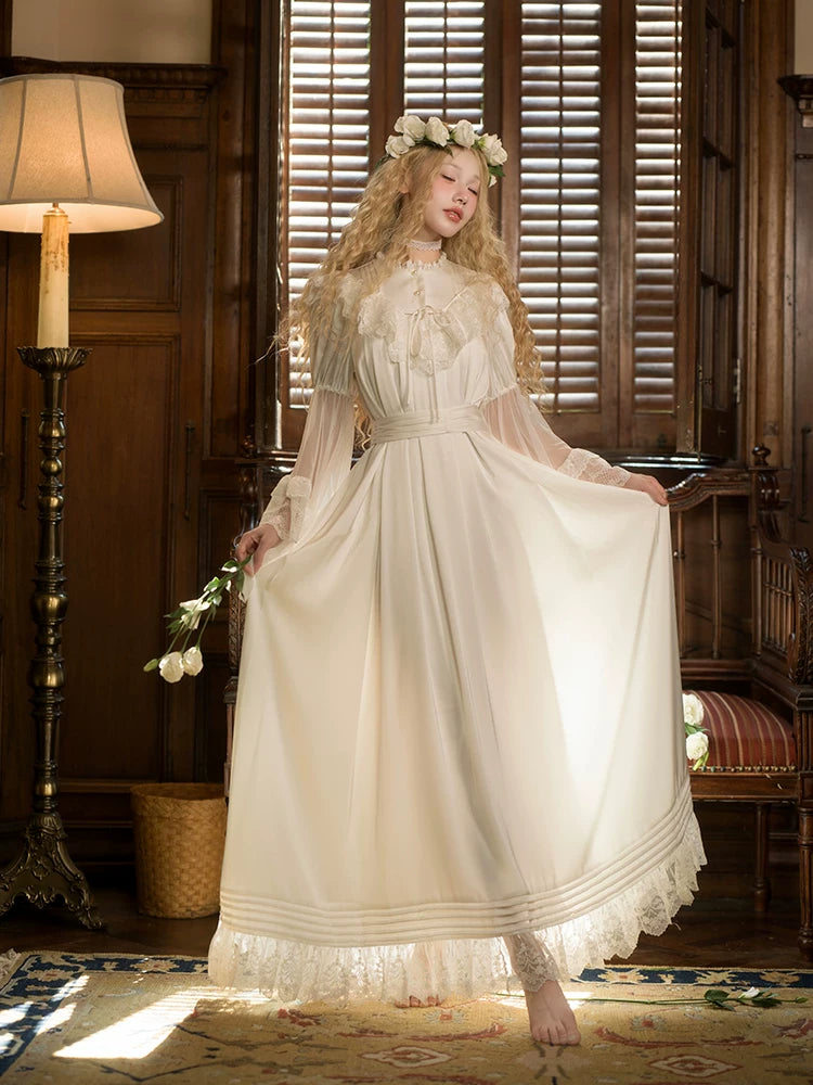 Inmorelli - Edward Nightdress - OP dress with wide lace-trimmed sleeves