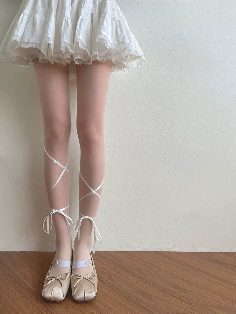 Sock Noble - Bare-Leg Ribbon - Sheer Stockings with Satin Ribbon Ties