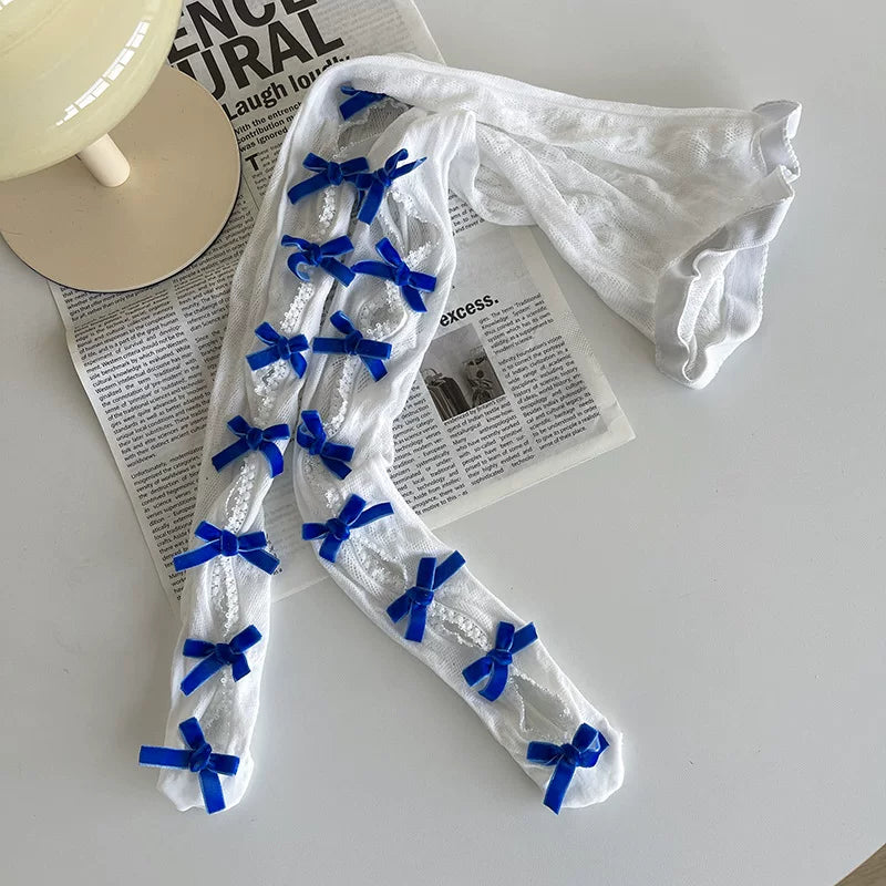 Sock Noble - Bow Lace Cutout - Tights with Openwork Lace Panels