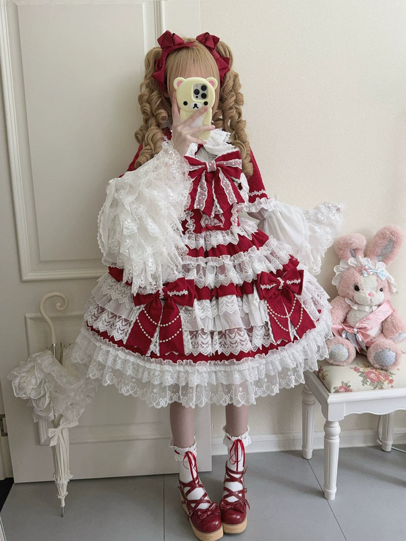 Hanguliang Cross Heart Knot Sweet Lace JSK Dress