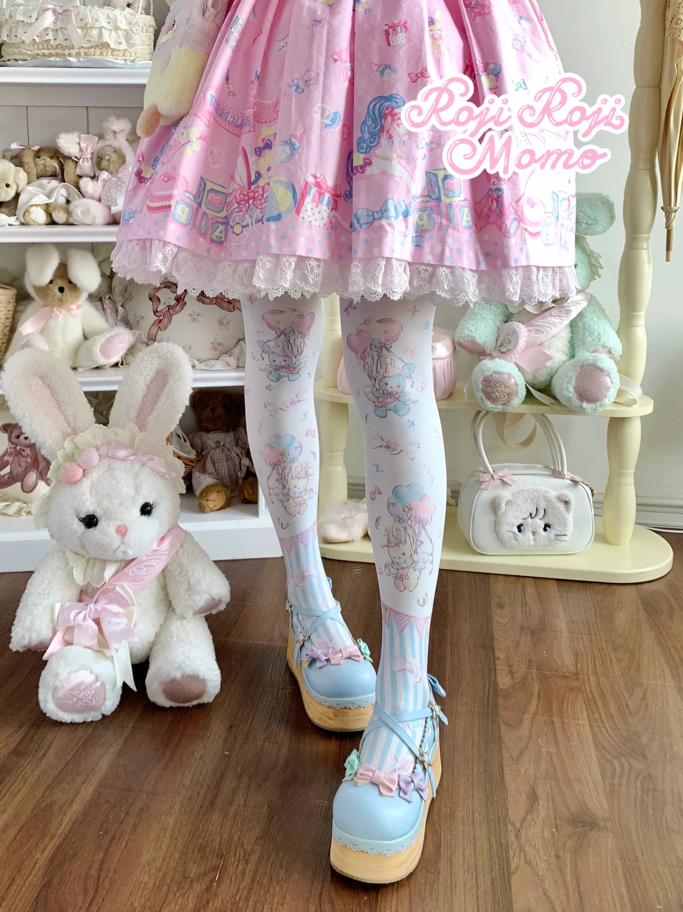 Roji Roji - Bunny Printed Sweet Lolita Pantyhose - Socks