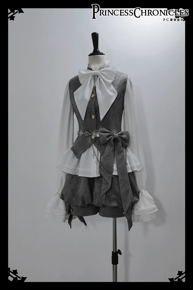 Princess Chronicles - Rabbit Hunting Glacier Gray - Vintage Lolita Grey Coat Kawaii Rabbit Ear Set