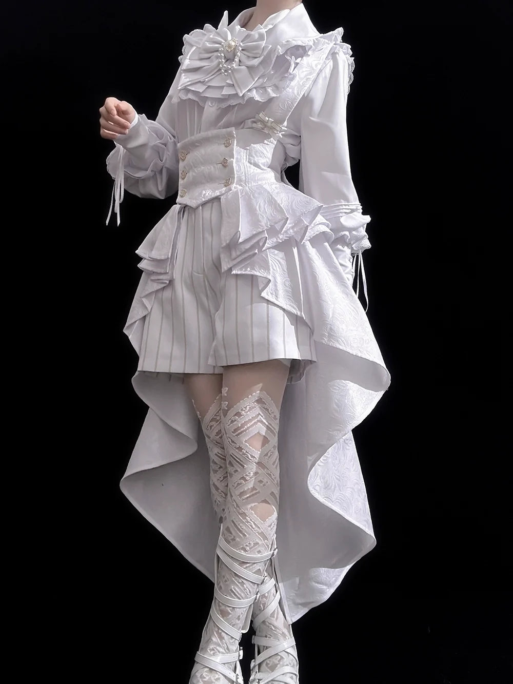 Princess Chronicles - Rabbit Theater White Moonlight - Ouji Lolita Shorts Set, Rabbit Hat