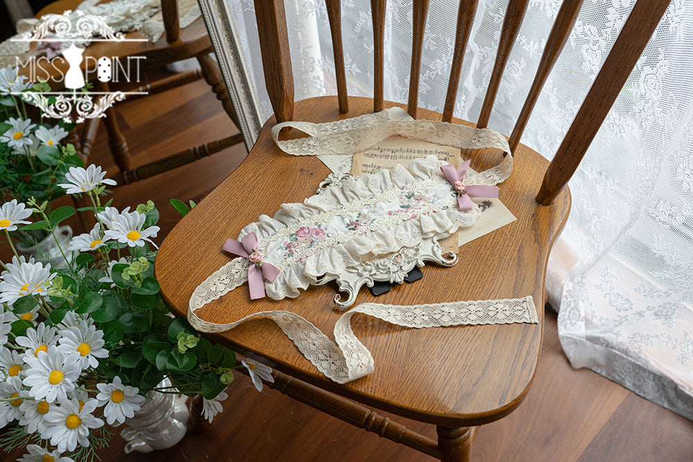 Happy Summer Cute Lolita Hairdband Straw Hat ivory floral hairbband