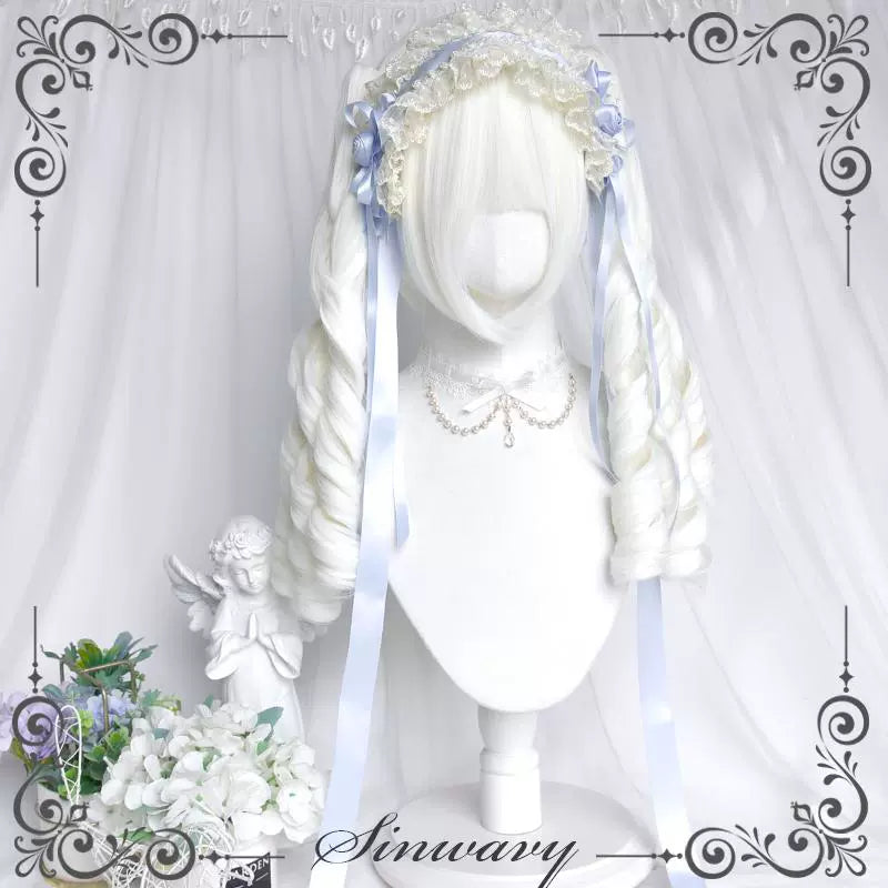 Sinwavy - White Gothic Lolita Wig - Roman Curls & Long Wavy Wig