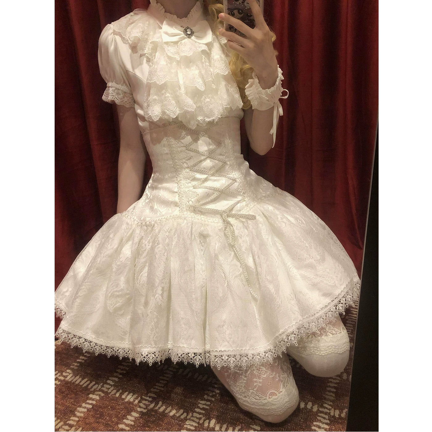 Lolita - Gothic Lolita Blouse & Half Skirt Set - Summer white gothic