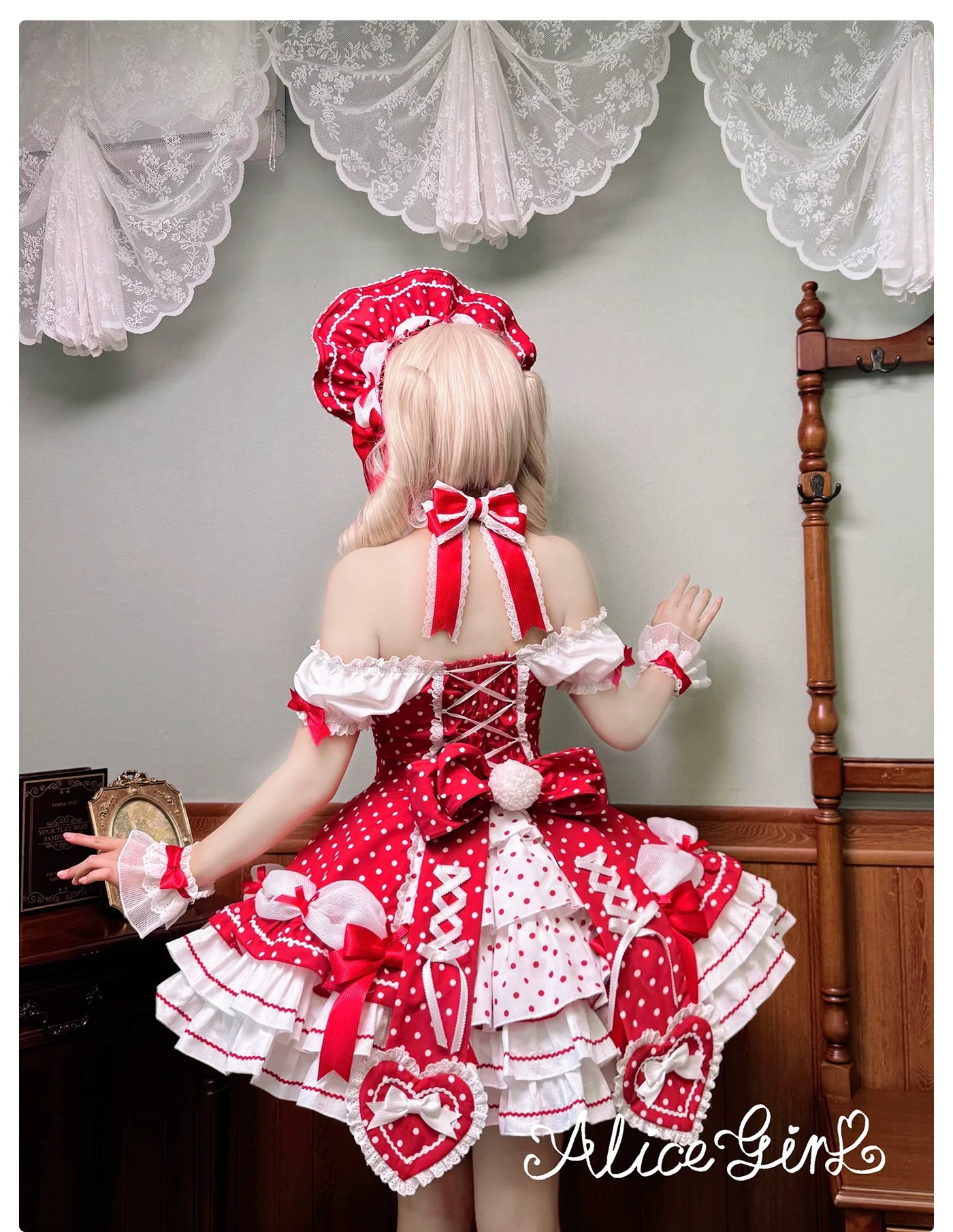 Alice Girl - Old School Lolita Halter Neck OP - Dress, Polka Dot Accent OP Dress