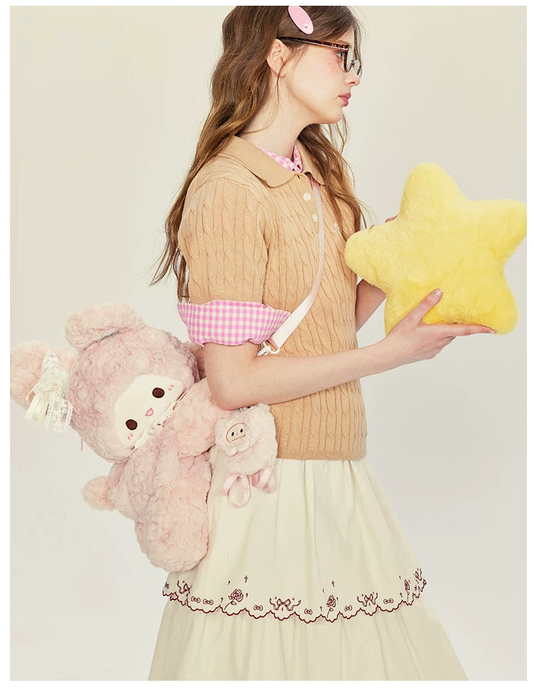 LambGuli - Rabbit and Lamb - Plush Crossbody Bag with Earphone-Bag Options