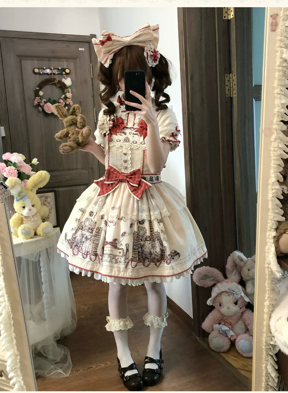 DayRabbit - Muffin Postman - Blue or Beige OP and Pinafore Dresses with Detachable Bows