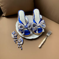 Aimee - Fireworks Festival - Bow Geta-Style Lolita Sandals - Royal Blue / 34