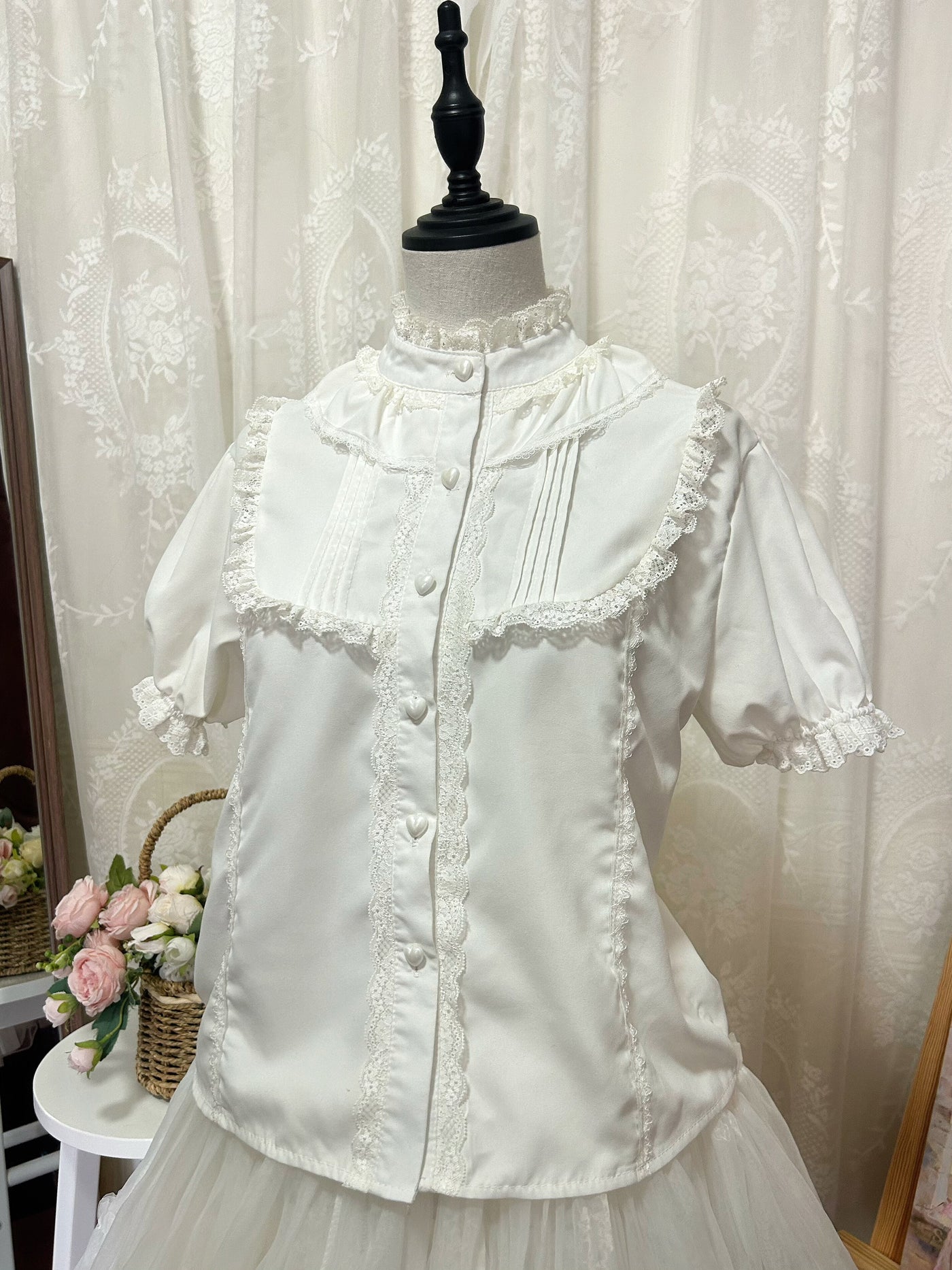 Hello Princess Lolita - Doll Collar - White Blouse with Lace Trim – detail view 4