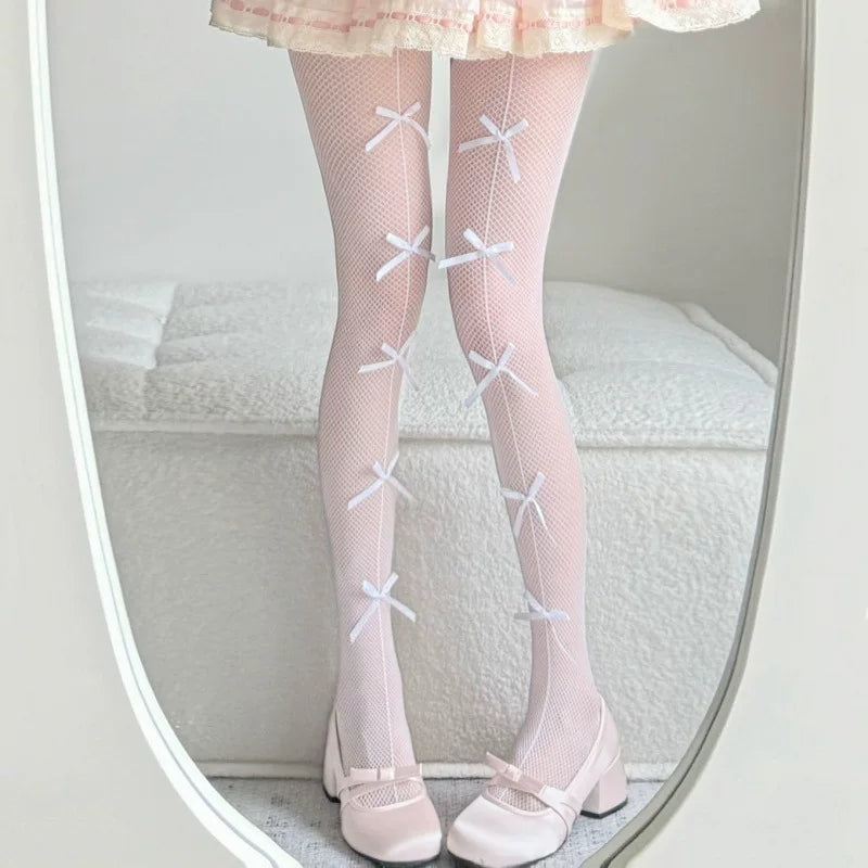 Fantasy Doll - Ribbon Mesh - Mesh Tights with Repeated Ribbon Bows