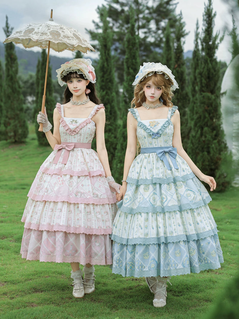 With PUJI - Letter and Poetry Sunflower Matters - Country Lolita JSK Embroidered Printed Lolita Dress detail view 4