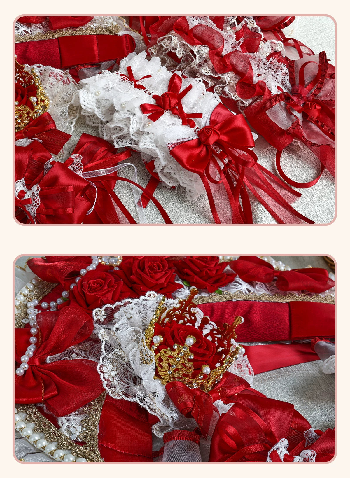 Stardust Rose - Rose Bow Collection - Headwear with red rose motifs