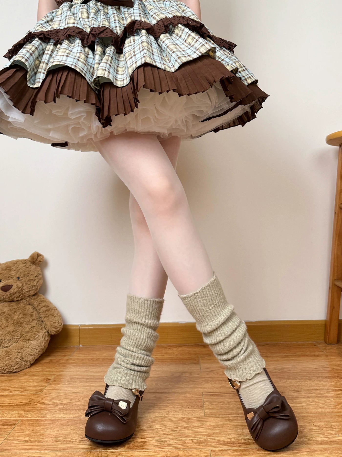 Chubby Bear Tales - Antique Knit - Scrunched leg warmers with a thick knitted texture
