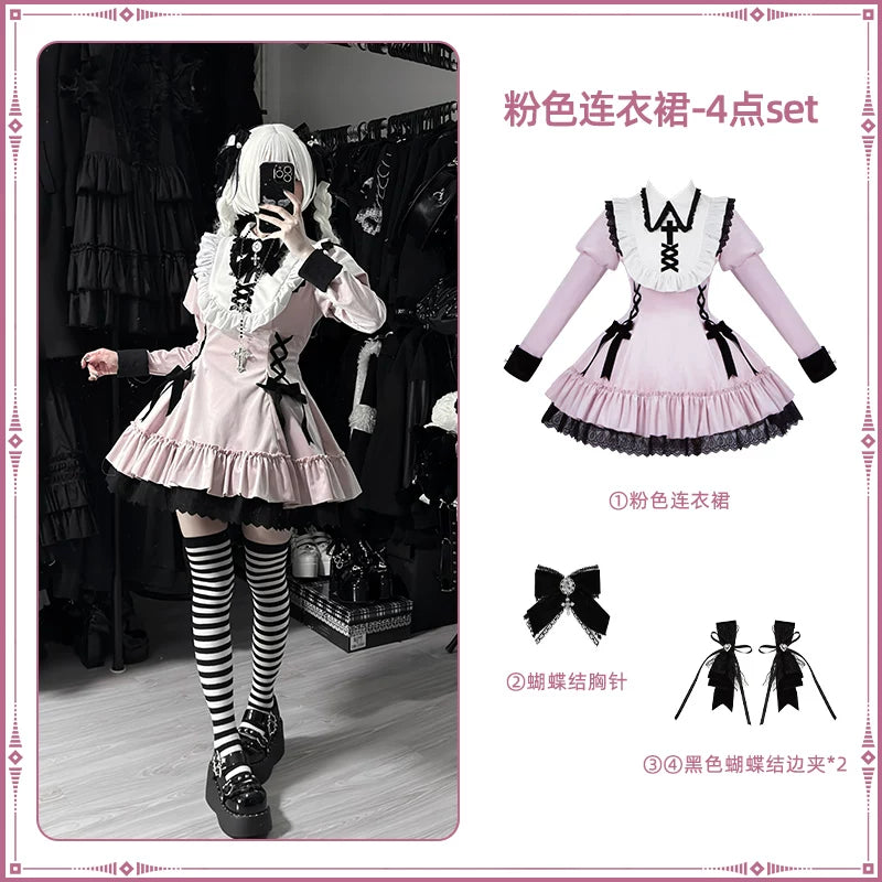 With PUJI - Oxygen Ion - Sweet Lolita OP Dress, Ruffle Trim & Velvet detail view 7