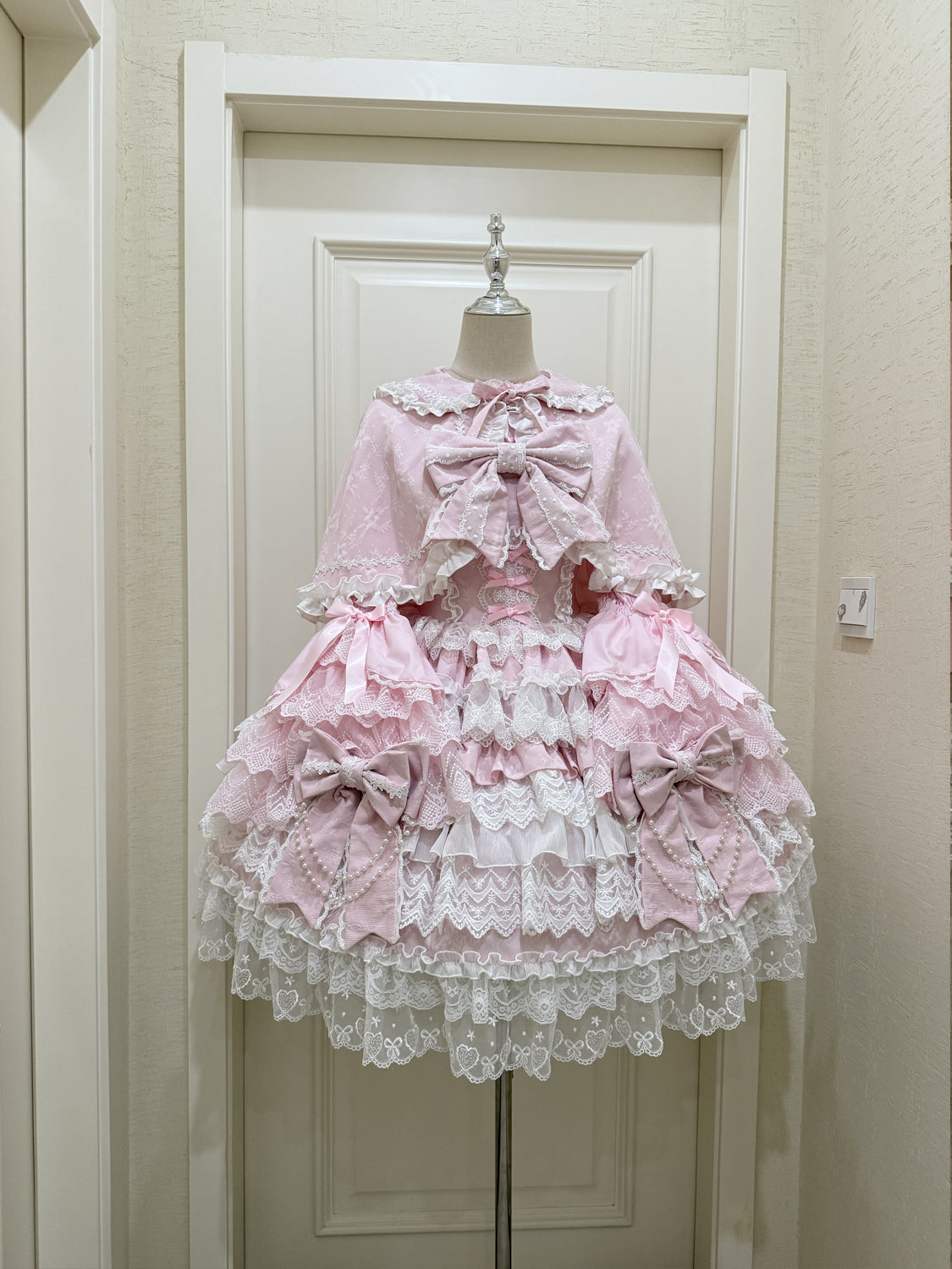 Cross Heart Knot - Sweet Lolita JSK Suit Tiered Ruffles Dress, Lace Blouse 42611:747098