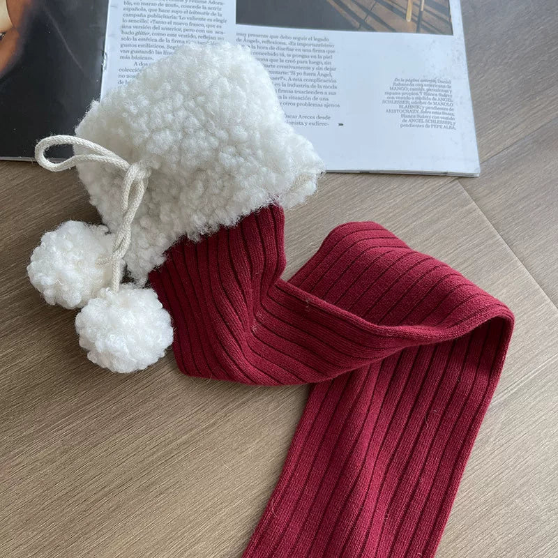 Sock Noble - Christmas Pom-Pom - Over-the-Knee Socks with Fuzzy Cuffs