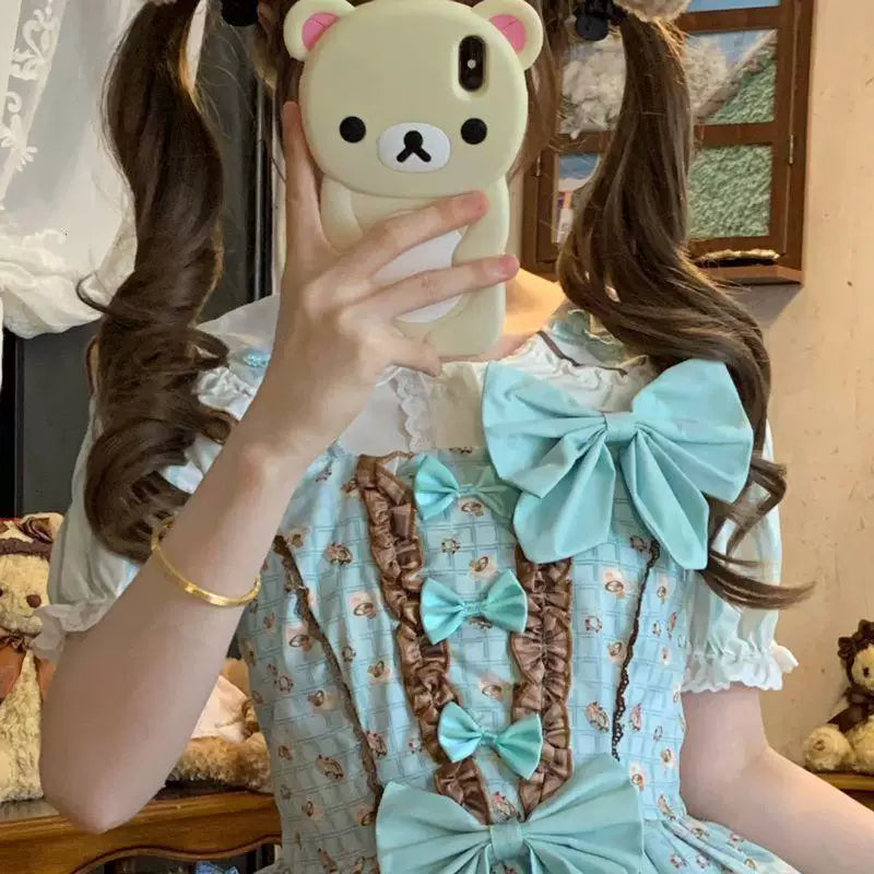 Sweetheart Dream Machine - Mint Chocolate - Mint JSK Dress with Illustrated Print and Bow