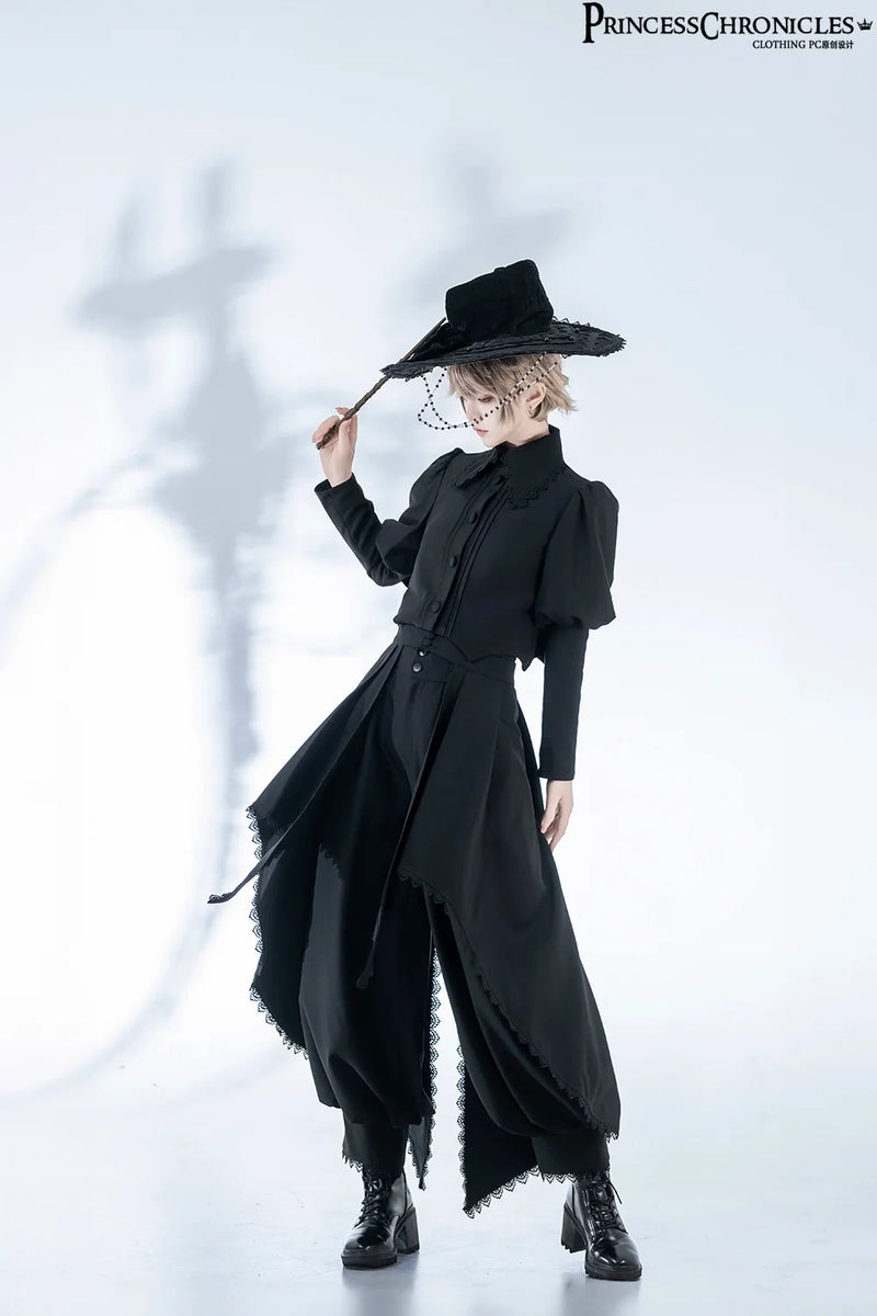Princess Chronicles - Sorcerer's law - Retro Gothic Lolita Coat Black Ninth Pants