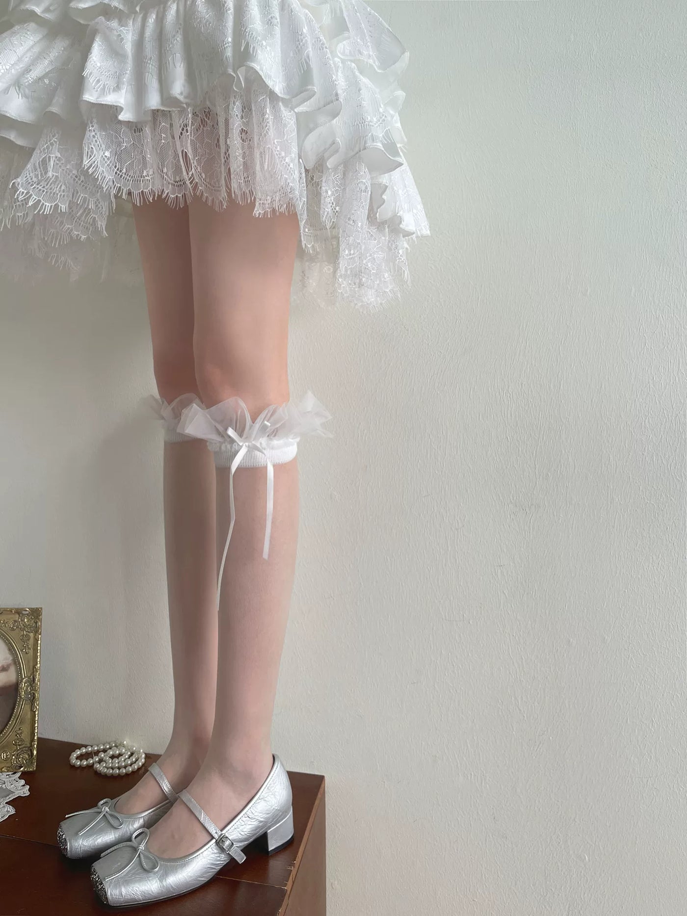 Sock Noble - Cloud Ruffle - Mid-Calf Slouch Socks with Cloud-Like Ruffle Trim