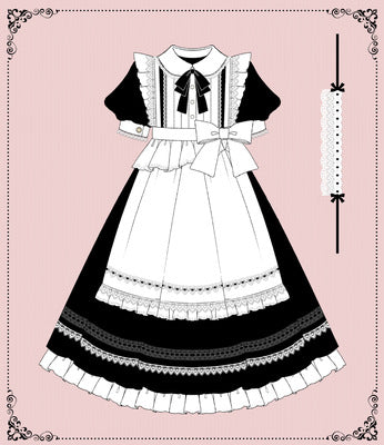 Your Princess - Maid Lolita Puff Sleeve Black Dress - OP Dress