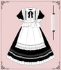 S / black short sleeve dress+apron+hairband