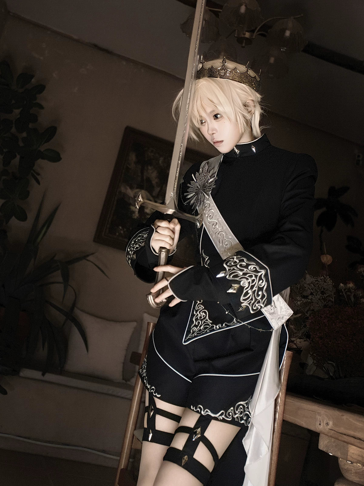 Your Princess - Oathbound Sword - Embroidery Ouji Lolita Set, High-Low Hem Coat