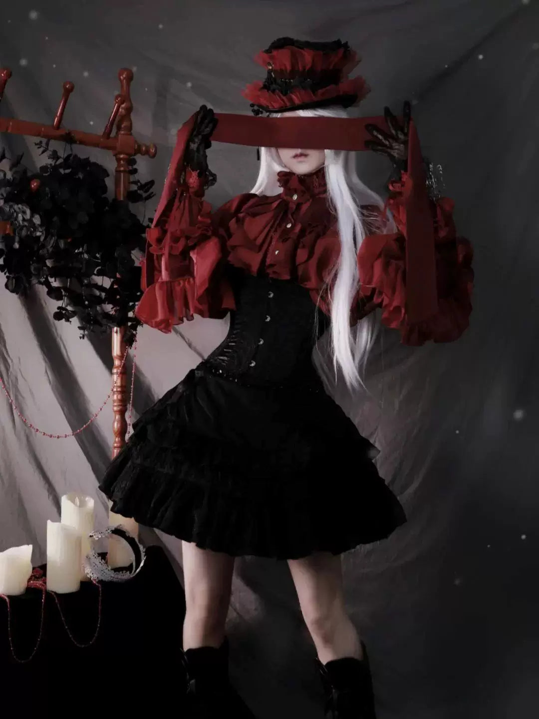 Sweetheart Dream Machine - Dragon Bone Cemetery - Long-Sleeve Blouse with Batwing Sleeves