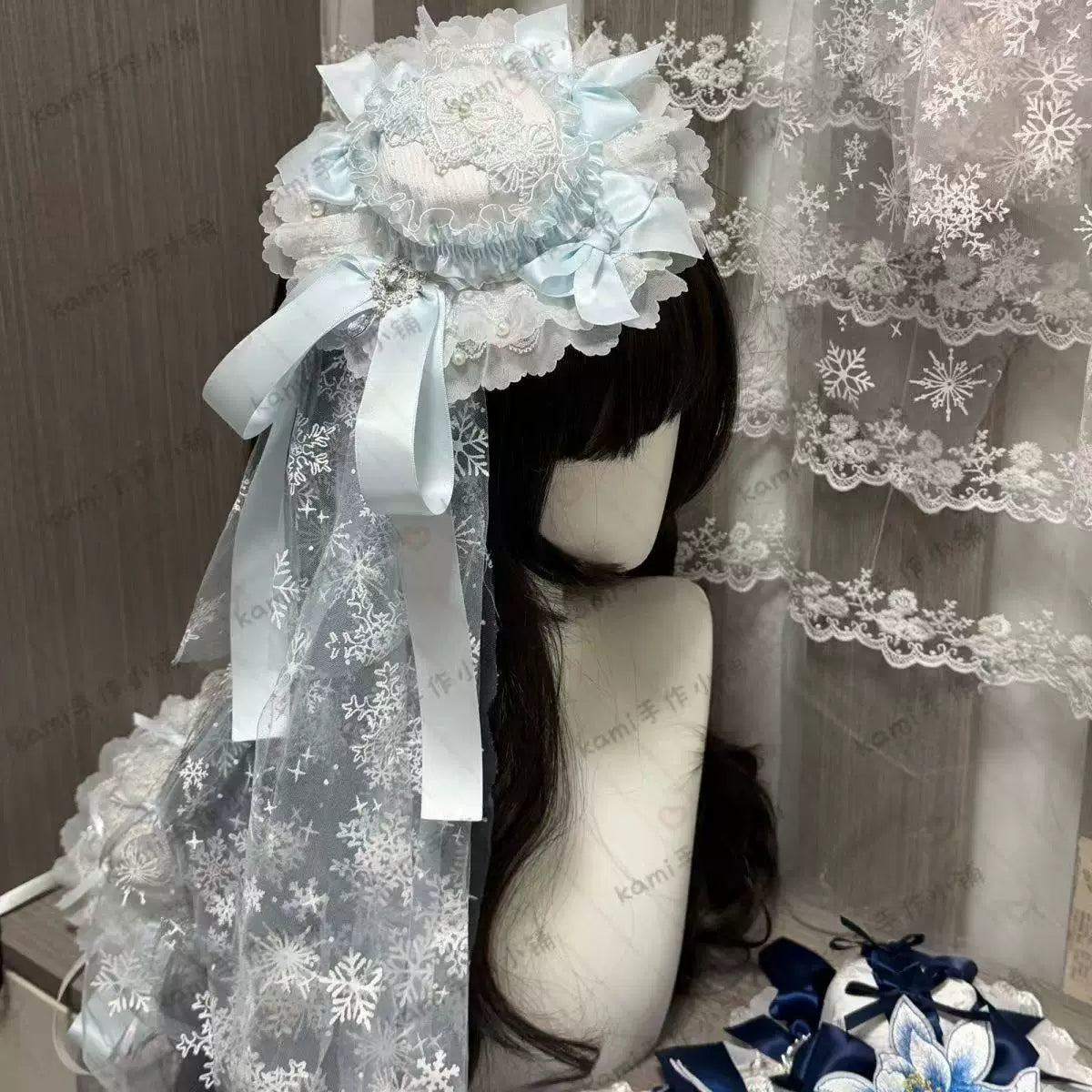 Yanran - Sweet Lolita Floral OP Dress - Pale blue one-piece Lolita