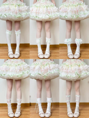 Chubby Bear Tales - Green Bow Collection - Socks and Legwear with Green Bow Details