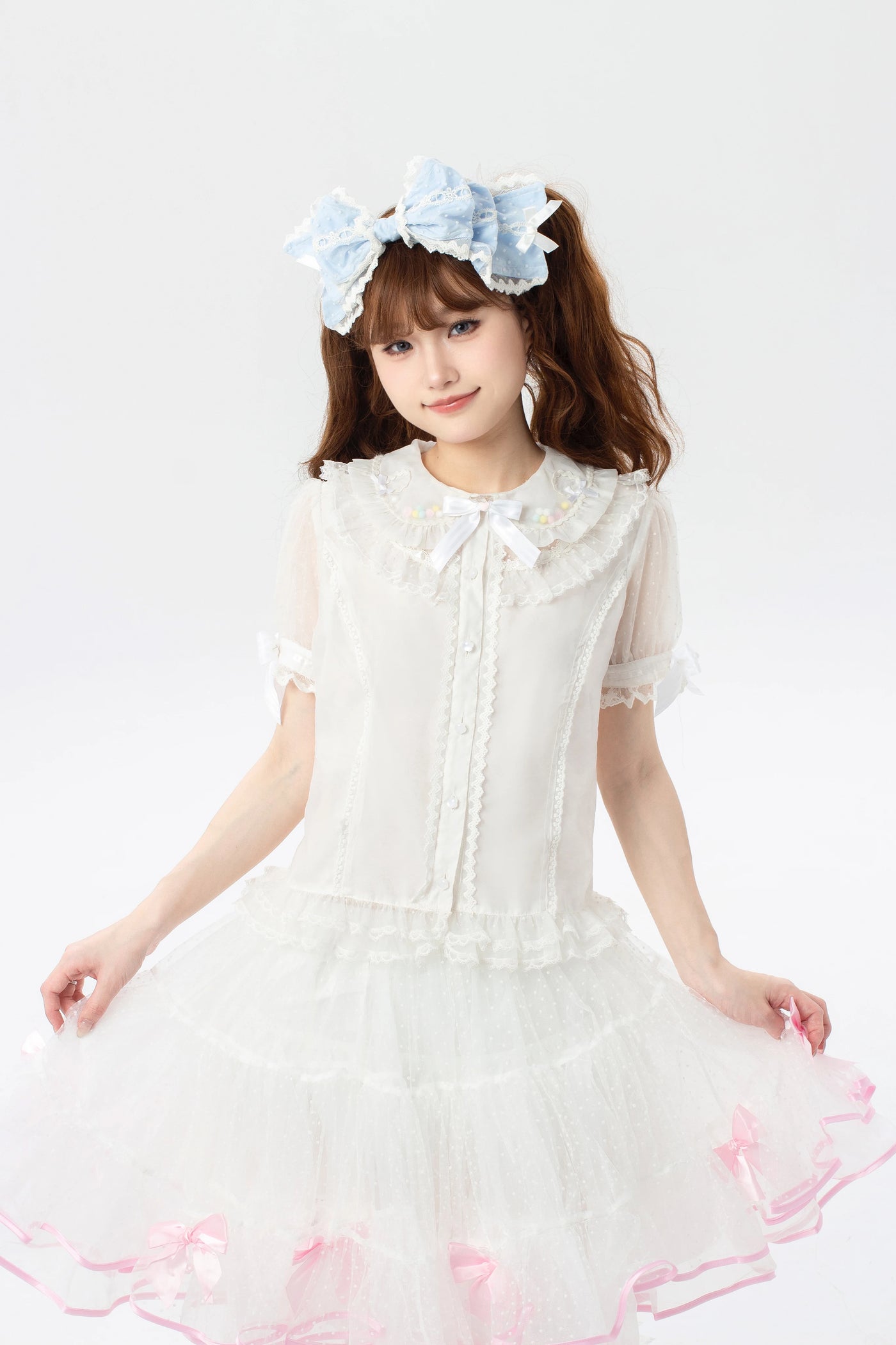 Galette Bunny - Jelly Pop - Short-Sleeve Blouse with lace ruffles