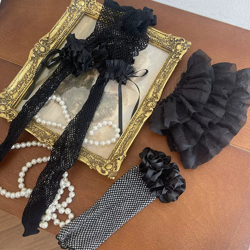 Sock Noble - Gothic Fishnet Lolita - Tights, sock covers, and shoe covers with ruffle trim