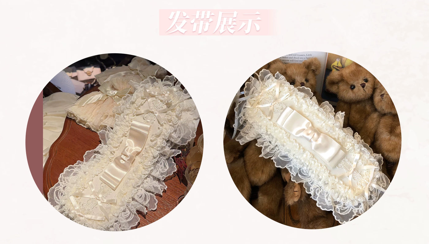 Heart Song - Peach Snow - Sweet Lolita JSK Dress Set - detail view 4