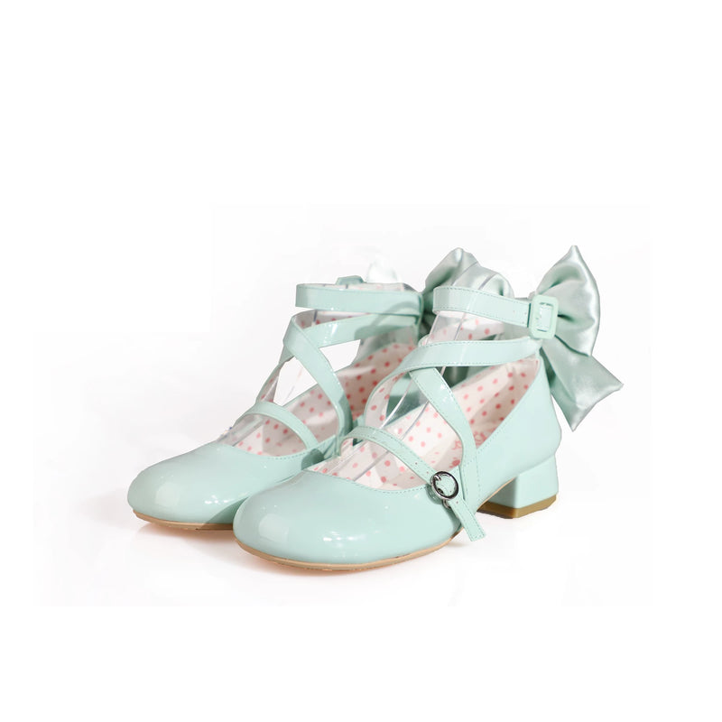 MODO Follow in the Moonlight Cross-Strap Bow Lolita Shoes – Mint Green – view 22
