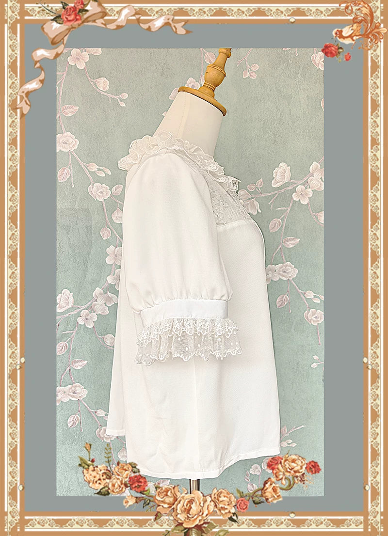 Infanta - Frosted Fruit - Short-Sleeve Lace Yoke Blouse