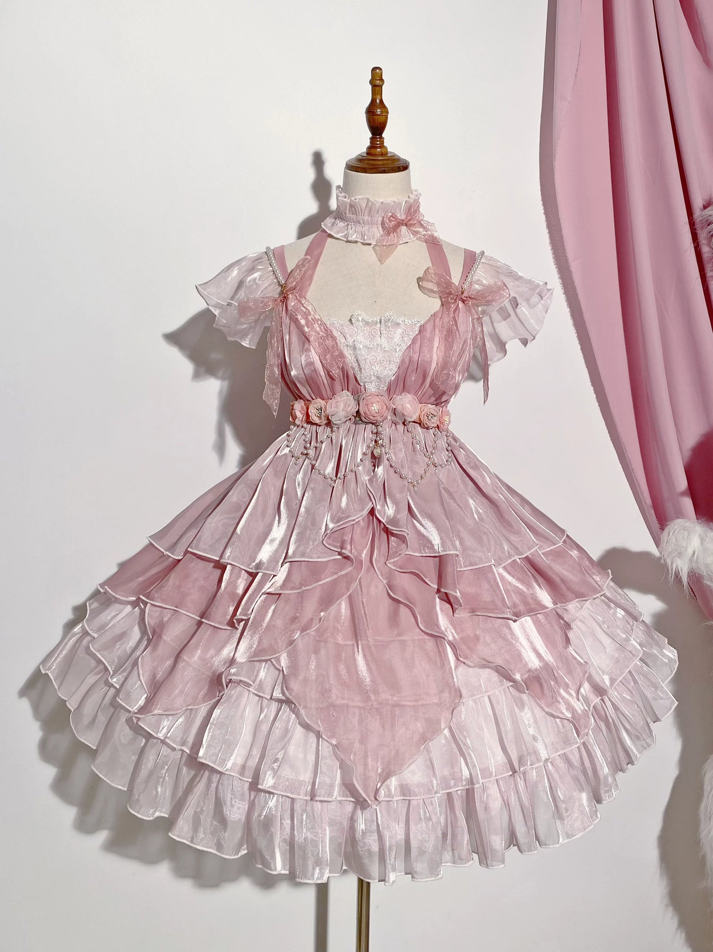 Creamy - Pink Flower Bride - Pink JSK with Tiered Ruffle Skirt
