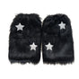 Black - star furry leg warmers, without inner sock covers and leg ring / One Size