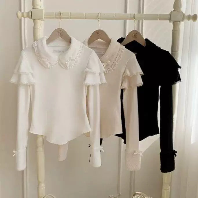 Sweetheart Dream Machine - Autumn Winter Layer - Thick Knit Lolita Underlayer with Ruffled Collar